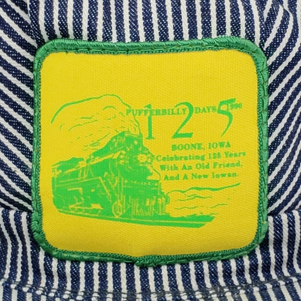 Pufferbelly Days Train Hat - Vintage 90s Denim Conductor Cap Patch Snapback‎ USA - Picture 2 of 8
